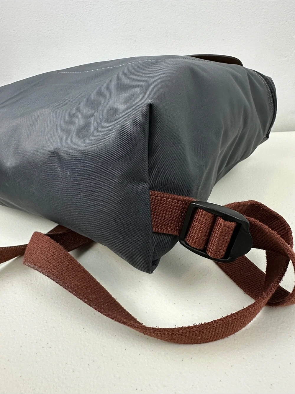 Longchamp Le Pliage Large Nylon Backpack in Storm Grey/Brown